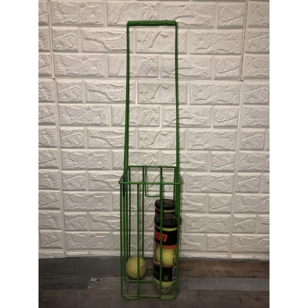 Vtg Tennis Ball Hopper Basket Green Plastic Coated Wire Made In USA + Penn Balls